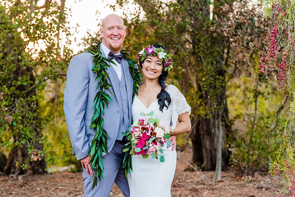 Wedding couple posing at Felicita County Park Escondido CA