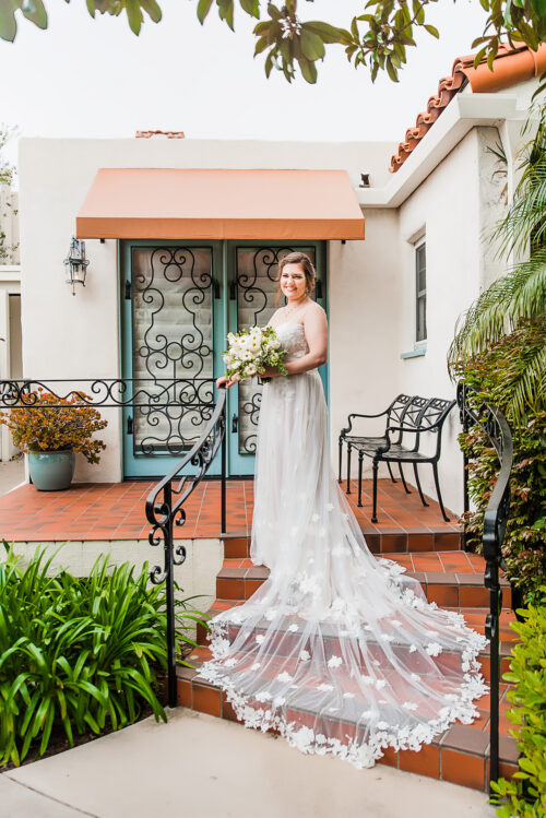 bride posing in dress at Thursday Club wedding venue San Diego