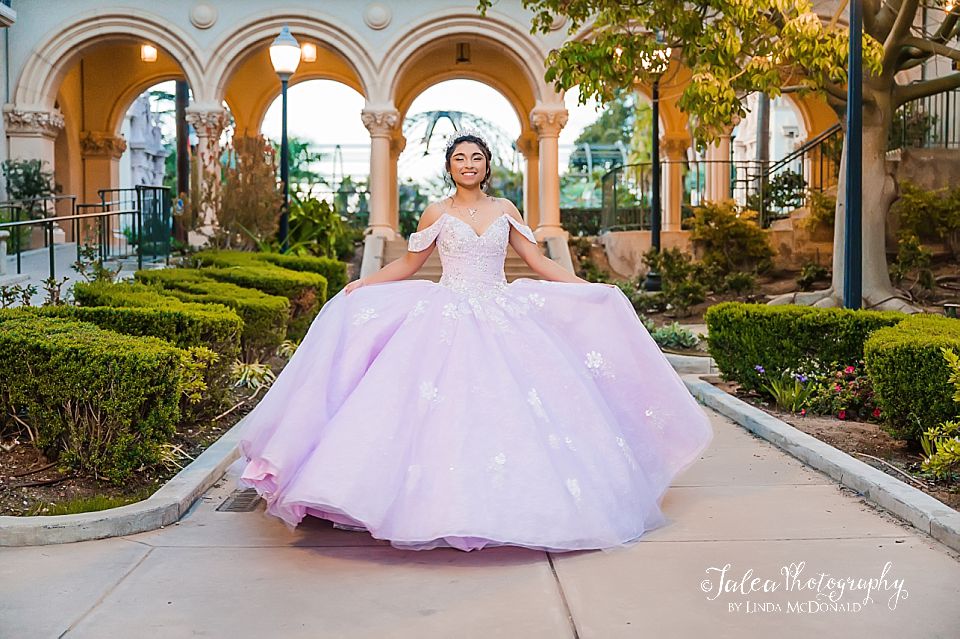 quinceanera dress photography at balboa park