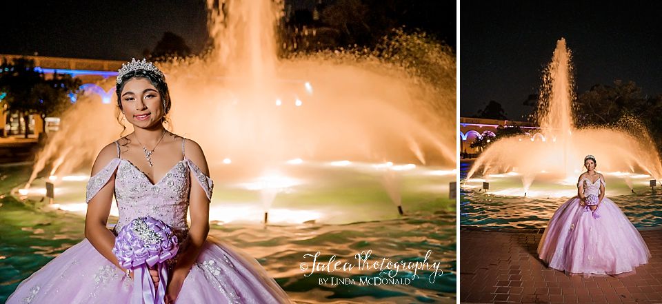 quinceanera picture poses at San Diego Balboa Park