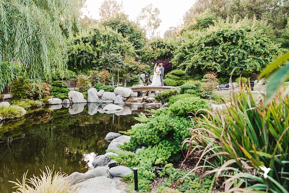 Wide angle view of scenery at Japanese Friendship Garden wedding San Diego 